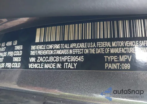 2017 Jeep Renegade Trailhawk 4X4 from USA, damaged, VIN ZACCJBCB1HPE99545